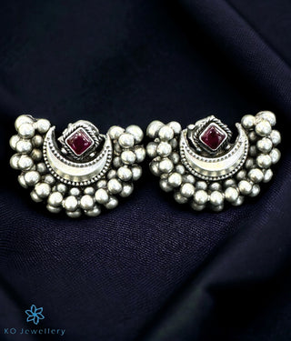 The Sarika Silver Kempu Necklace & Earrings (Red)