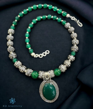 The Tatiana Silver Green Onyx Gemstone Necklace