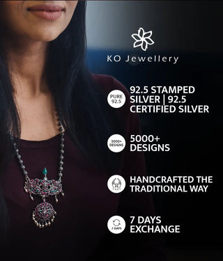 The Bhavya Gandaberunda Silver Nakshi Pendant (2 tone)