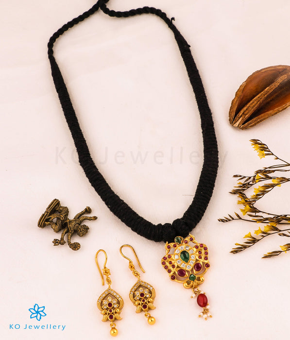 The Avani Gandaberunda Silver Thread Necklace (Black)