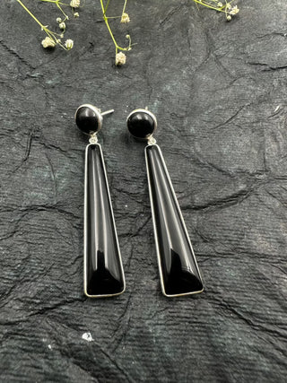 The Black Onyx Silver Gemstone Earrings