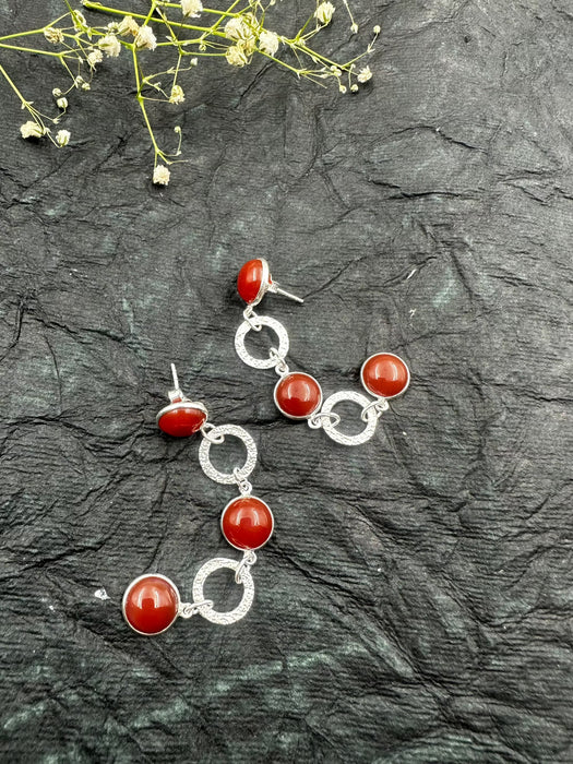 The Red Onyx Silver Gemstone Earrings