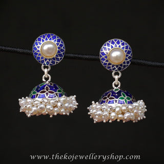 The Zoya Silver Enamel and Pearls Jhumka