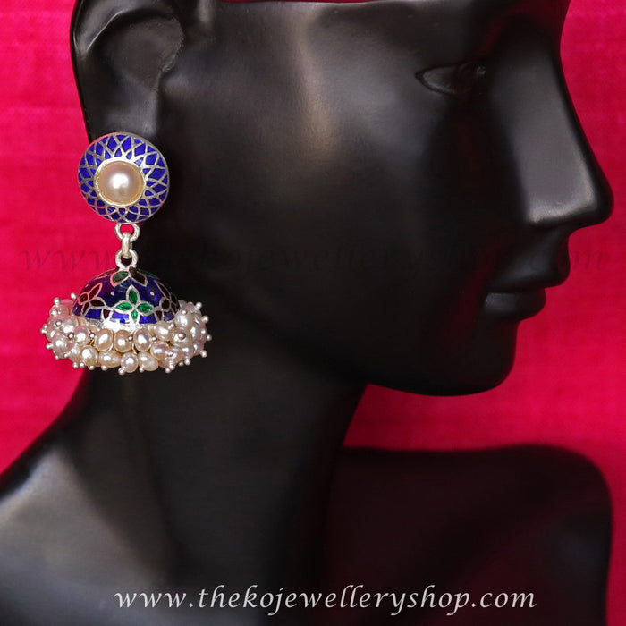 The Zoya Silver Enamel and Pearls Jhumka