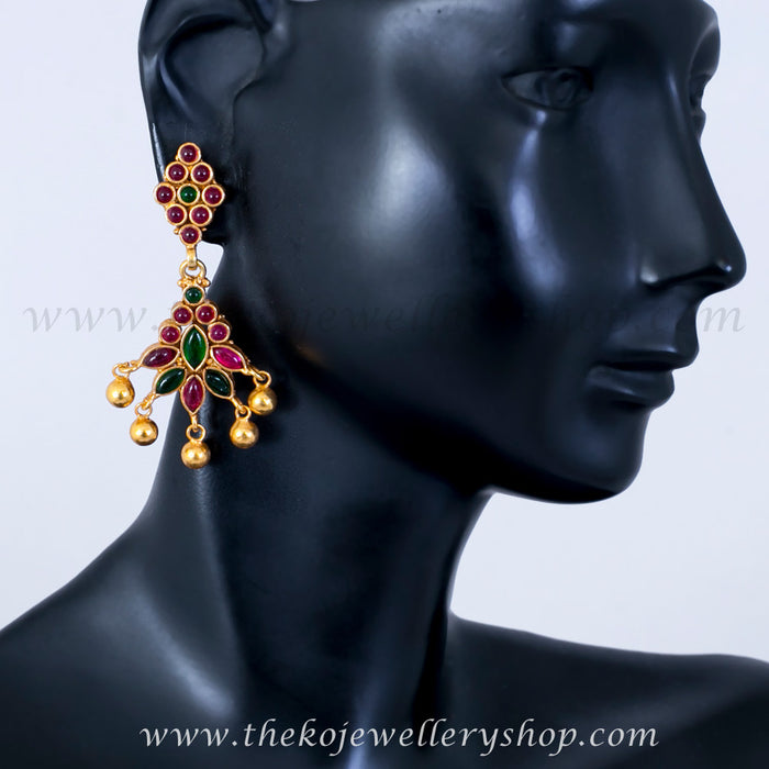 Gold plated silver temple jewellery earrings for women