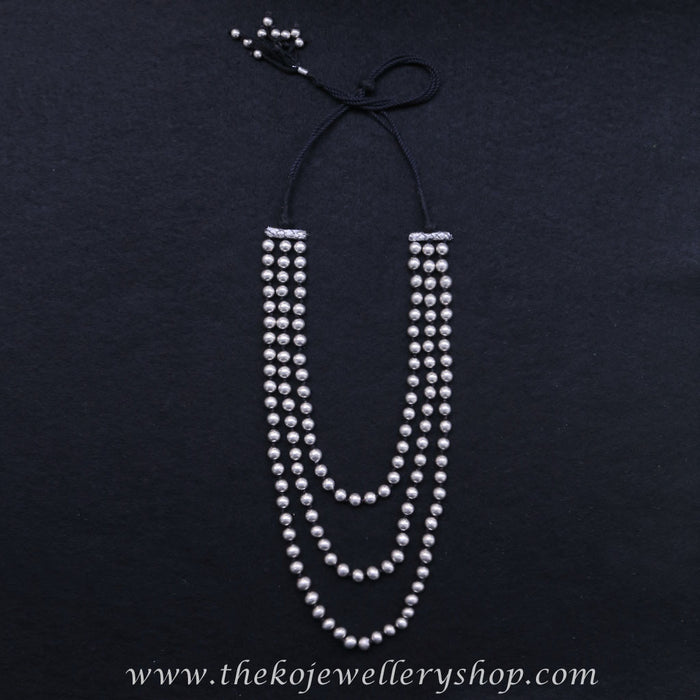 The Ajala Silver Beads Necklace(Three-strand)