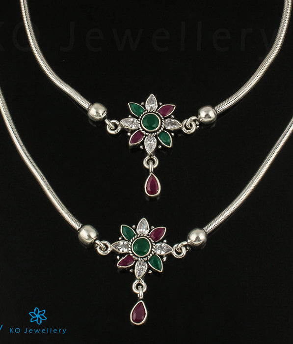 The Sangini Silver Gemstone Anklets
