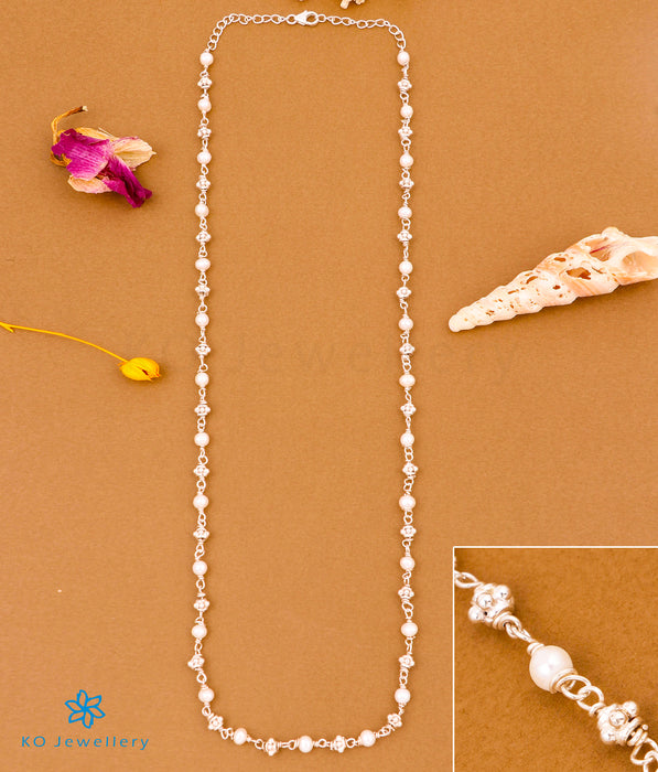 The Madhuja Silver Pearl Necklace