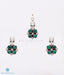 Handmade silver and green zircon pendant set for day wear