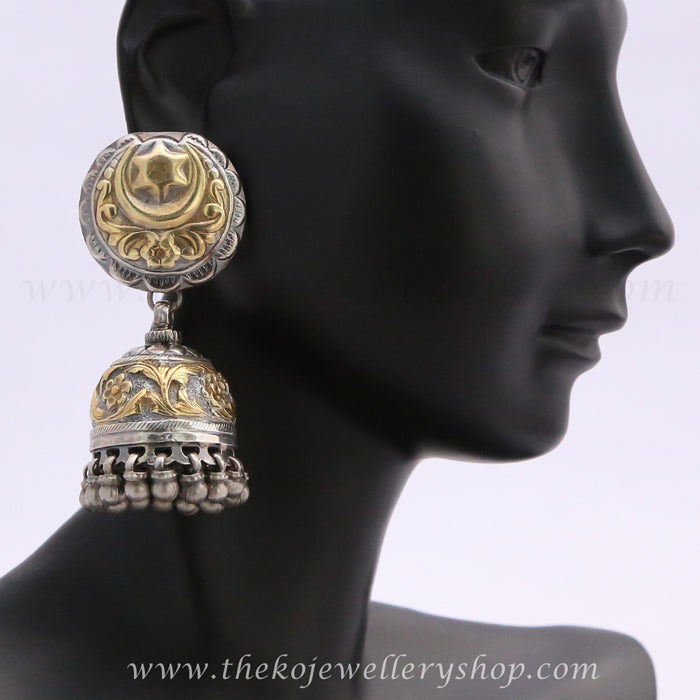 The Nabah Silver Two-tone Jhumka