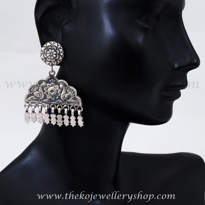 peacock earrings silver shop online