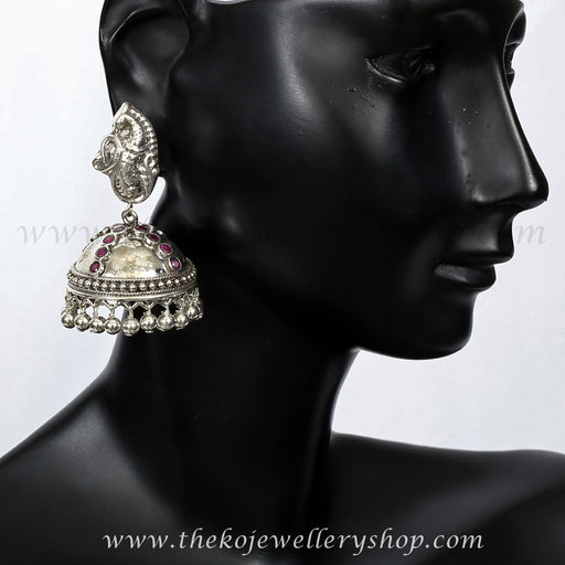 Simple designed pure silver jhumka buy online