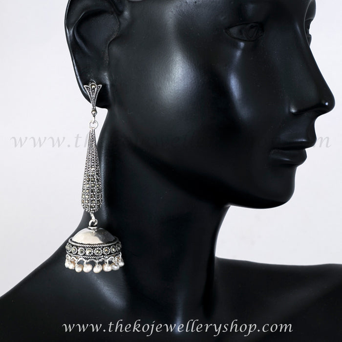 Shop online pearl jewellery silver jhumka