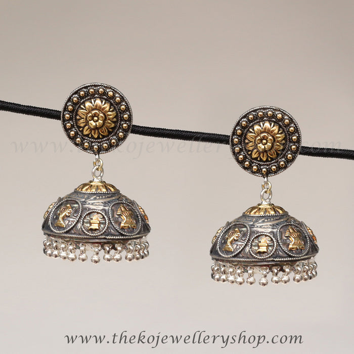 Gold plated silver hand crafted  jhumka for women