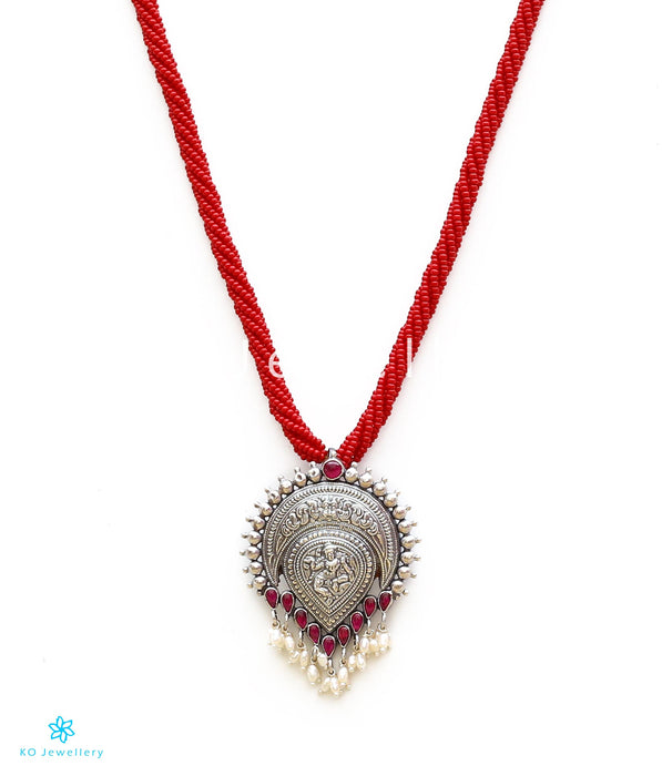 The Nrtu Silver Kempu Necklace (Oxidised)