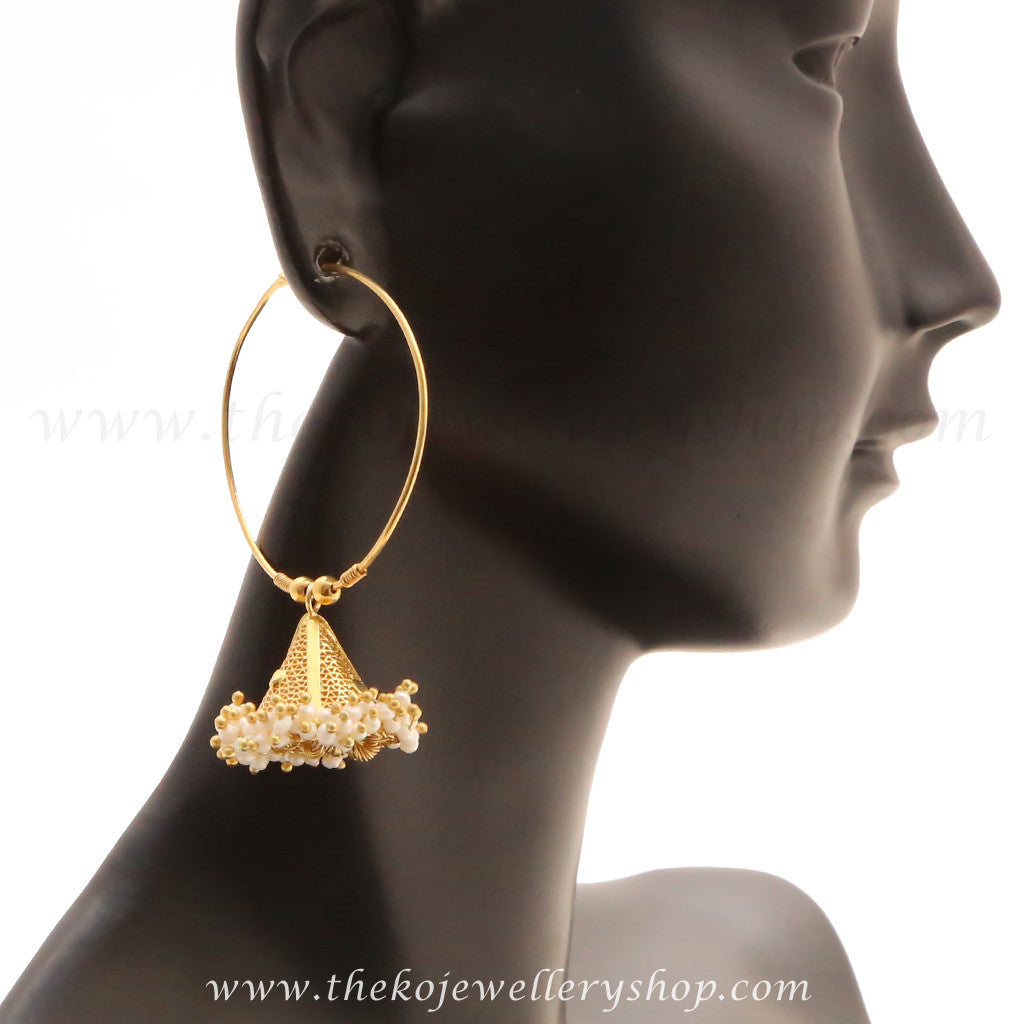 Yaalz Partywear Chand Bali Jhumka Earring in Black Color