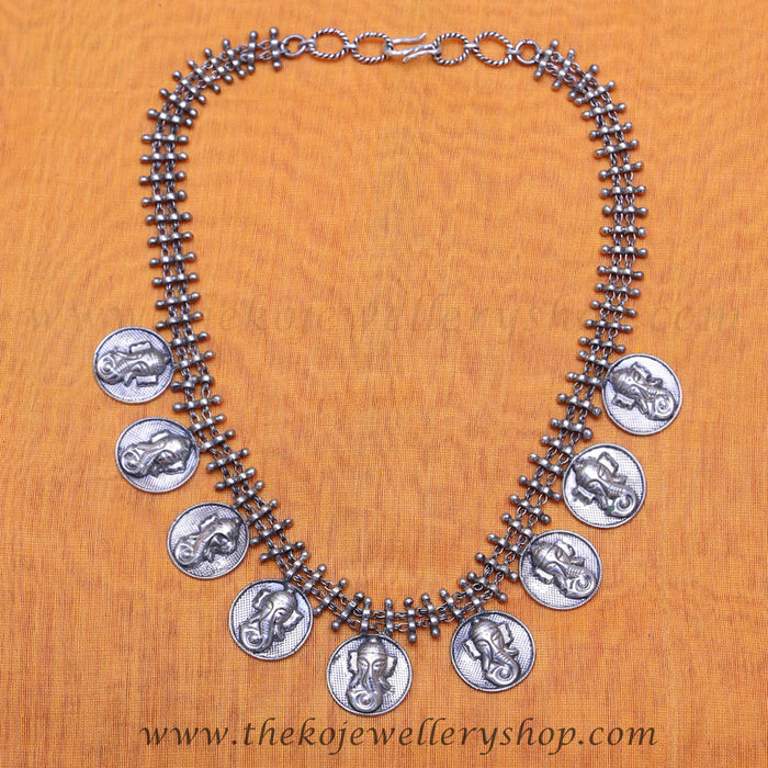 magnificent  ganesha coin necklace pure sterling silver buy online