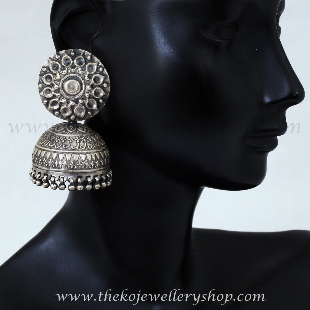 Big on sale oxidized jhumkas