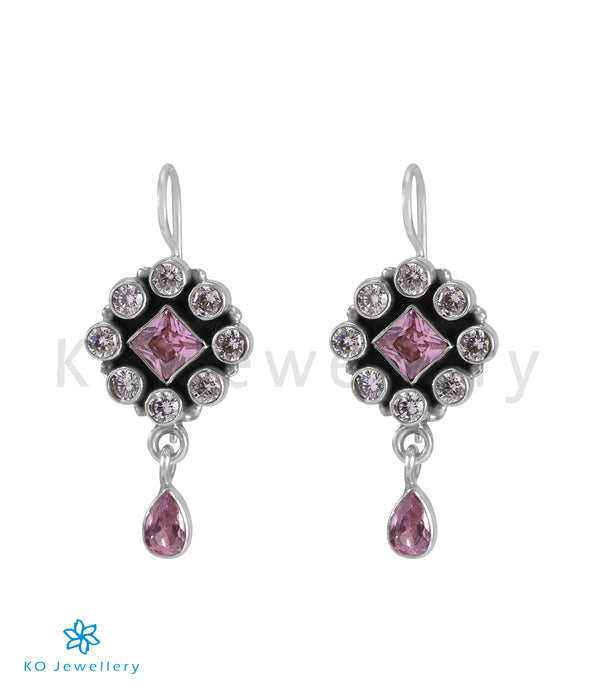 The Pranati Silver Gemstone Earrings (Pink)