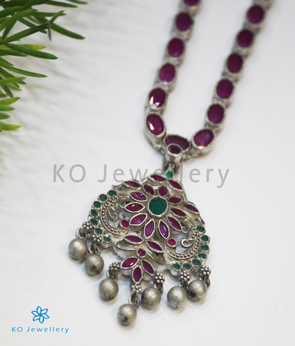 The Kusum Silver Kempu Necklace (Oxidised)