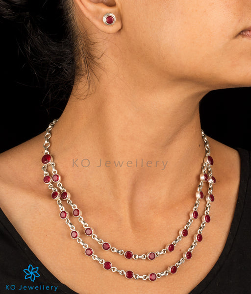 Latest design office wear double string necklace and earring set