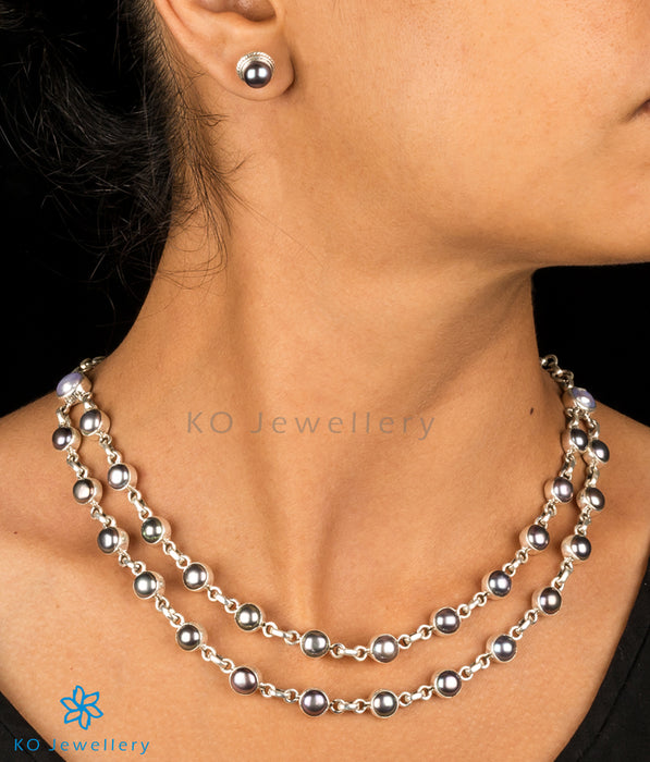 Two layered black pearl necklace set online shopping India