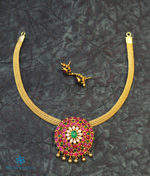 The Akriti Silver Pendant (Red/Green)