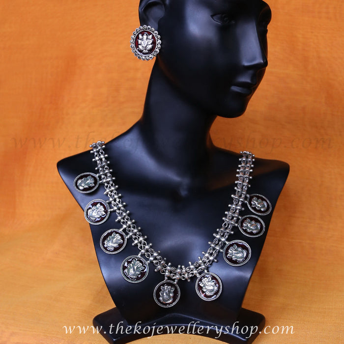 necklace set pure silver coin themed  ethnic wear