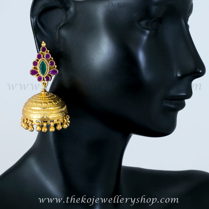 Buy online Jaipur gold plated silver jhumka