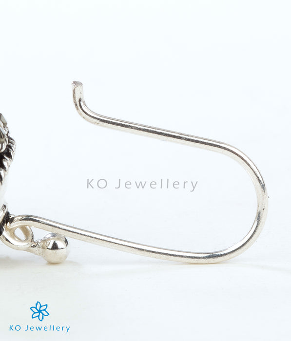 The Manikya Silver Gemstone Earrings (Oxidised)