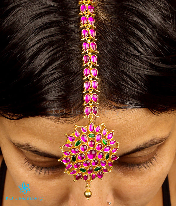 Bridal maang tikka in South Indian gold-plated temple jewellery collection