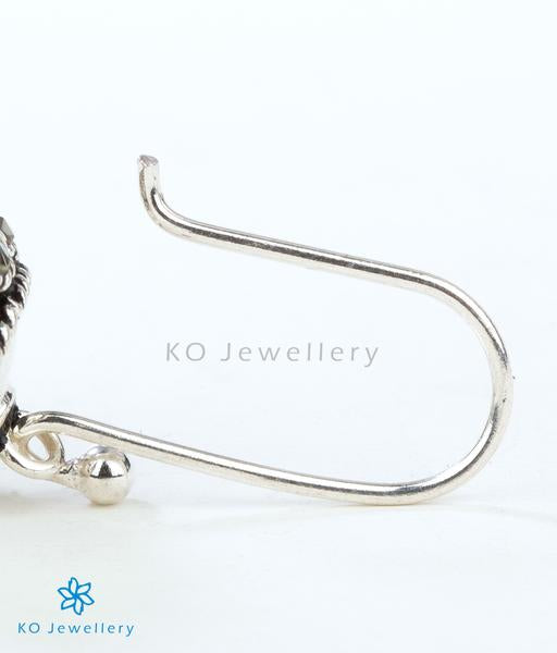 The Ayata Silver Gemstone Earrings(Black)