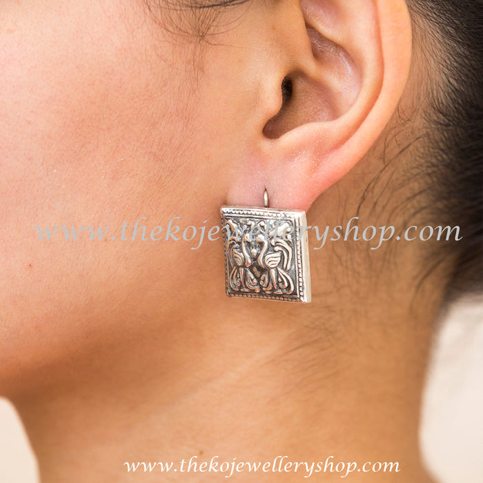 925 sterling silver peacock earrings for women