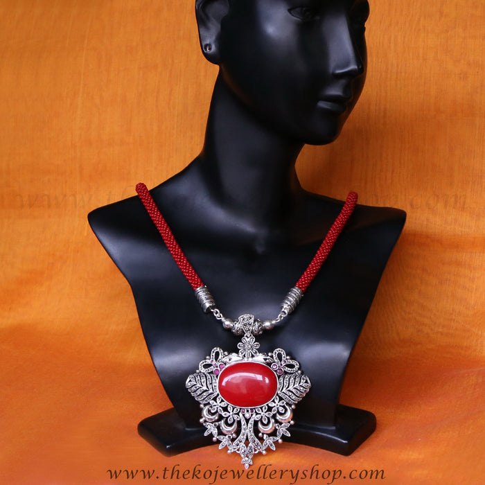 Red sterling silver pendant contemporary looks buy online 
