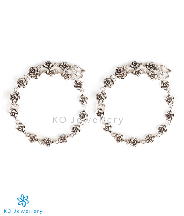 The Flora Silver Anklets