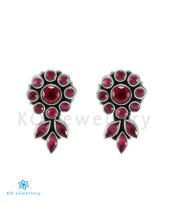The Pritha Silver Gemstone Earrings (Red)