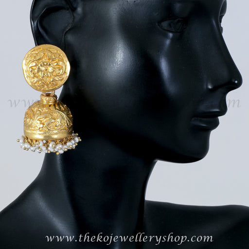 Hand crafted gold plated jhumka buy online