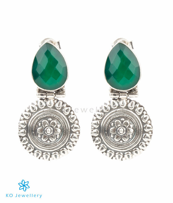 The Bhramara Silver Earrings(Green)