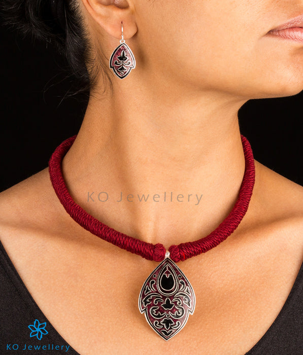 The Parna Silver Meenakari Necklace(Red)