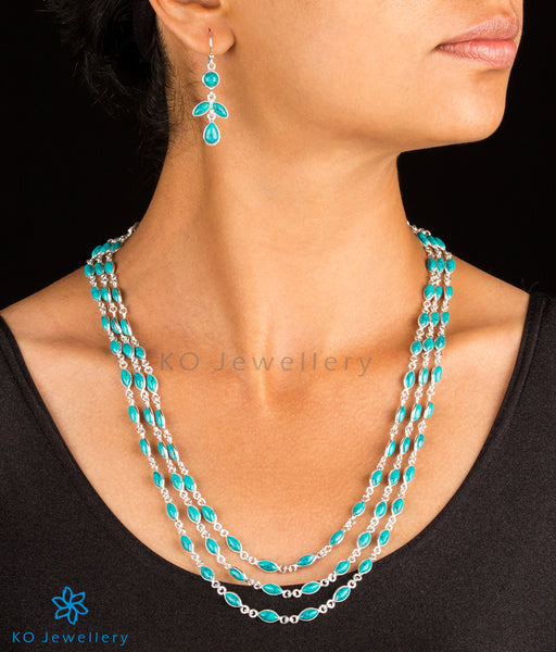 Handmade silver turquoise necklace set online