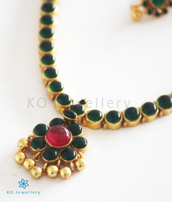 The Pranidhi Addigai Silver Necklace (Green)