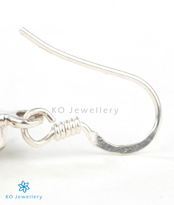 Pure silver long earrings with hook