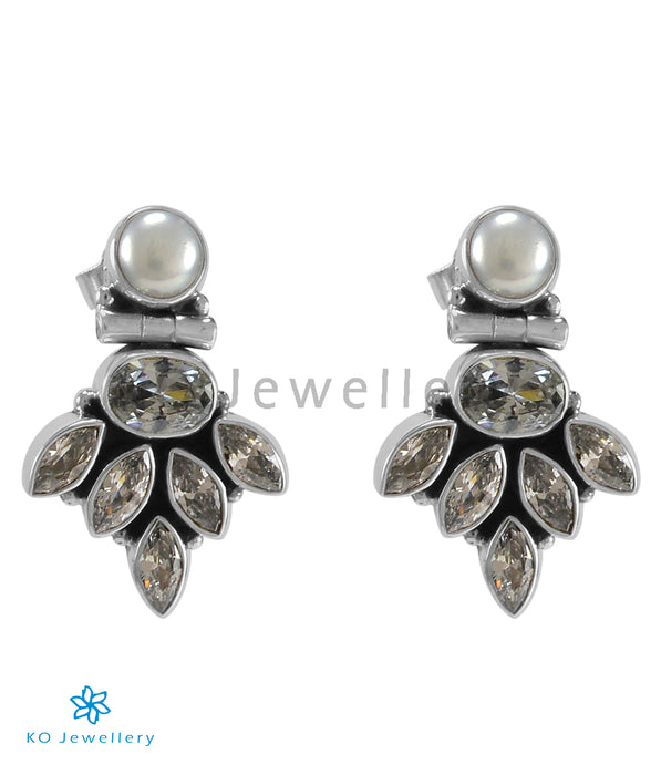 The Amrit Silver Gemstone Earrings (White)