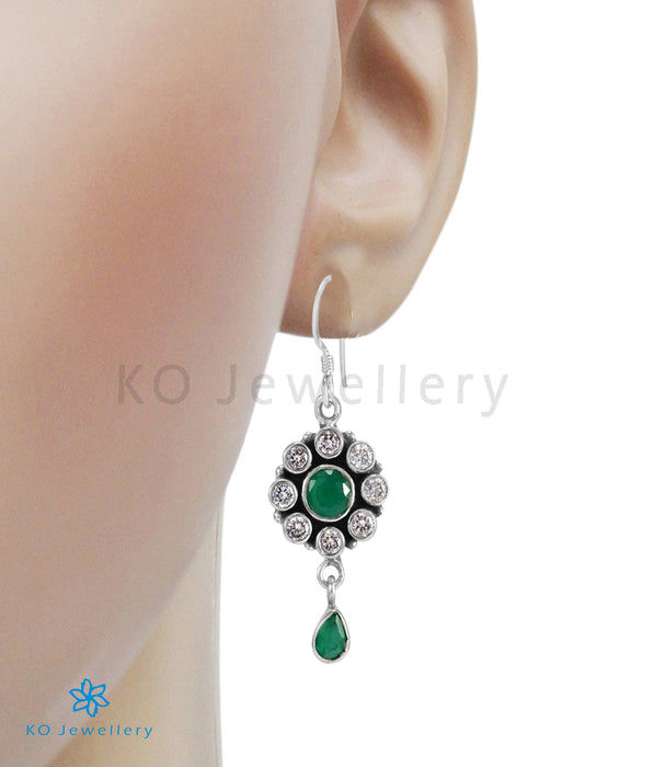The Pujita Silver Gemstone Earrings (Green)
