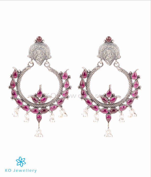 Handmade oxidised silver temple jewellery earrings