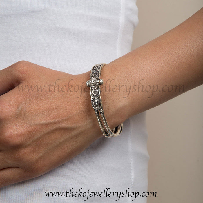 The Chirag Silver Bracelet (2 line/Size 2.6)