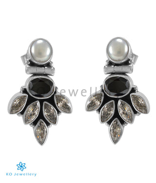 The Amrit Silver Gemstone Earrings (Black)
