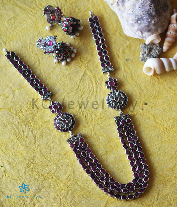 The Anubhuti Silver Layered Necklace (Oxidised)