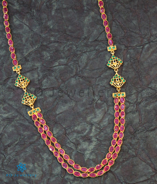 The Abhra Silver Layered Necklace (Red)