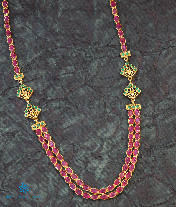 The Abhra Silver Layered Necklace (Red)
